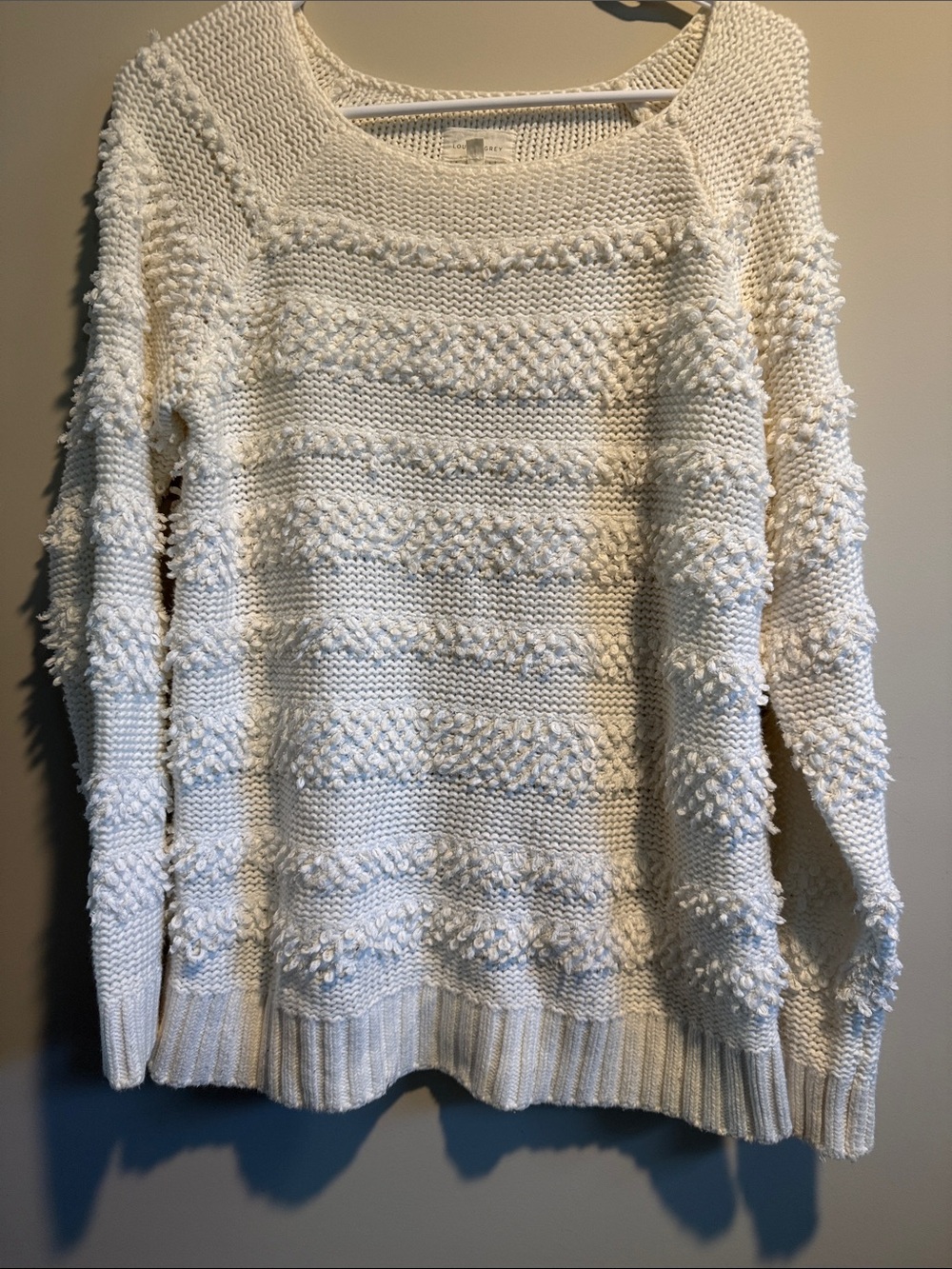 Lou & Grey Cream Textured Popcorn Scoop-Neck Sweater